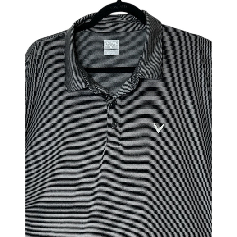 Callaway Polo Shirt Men's 2XL Gray Opti Dri Performance Logo Stretch Golf
